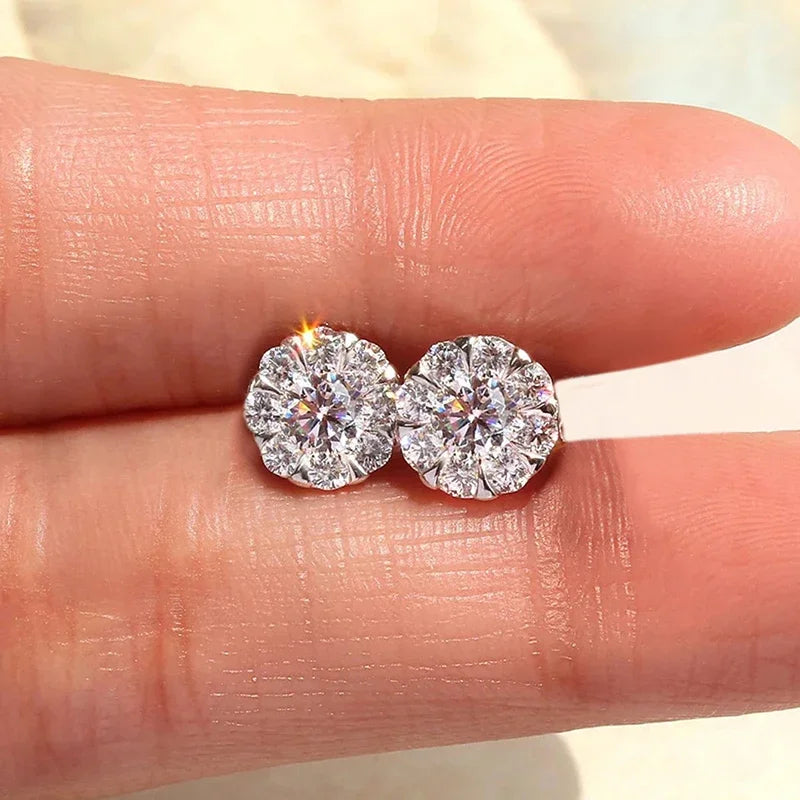Huitan Dainty Cubic Zirconia Stud Earrings for Women White/Green/Blue/Red CZ Daily Wear Simple Stylish Girls Piercing Jewelry
