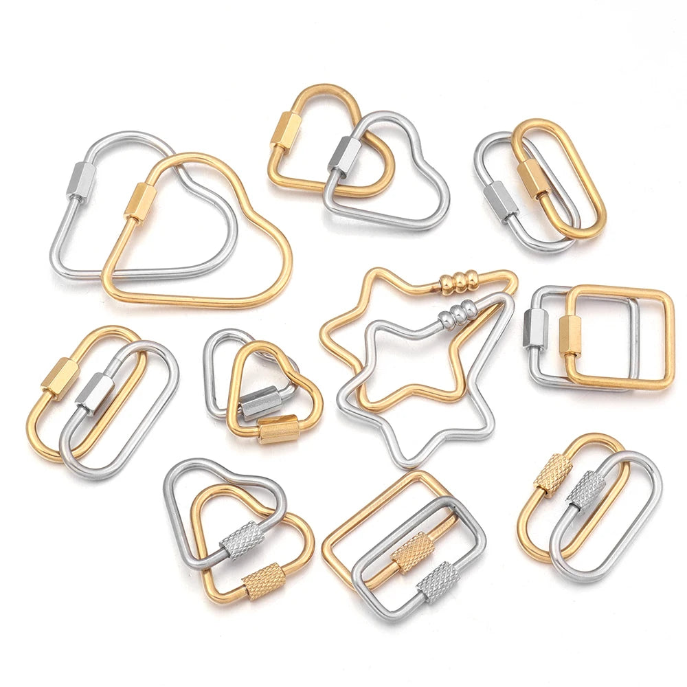 2pcs Stainless Steel Connectors Buckle Geometry For Clasps Hooks Connectors Necklace Bracelet DIY Jewelry Findings Accessories