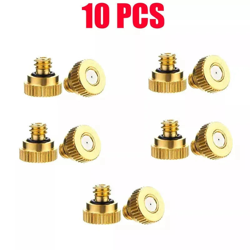 50X Brass Misting Nozzles Mister Sprinkler Outdoor Cooling System Garden Sprayer