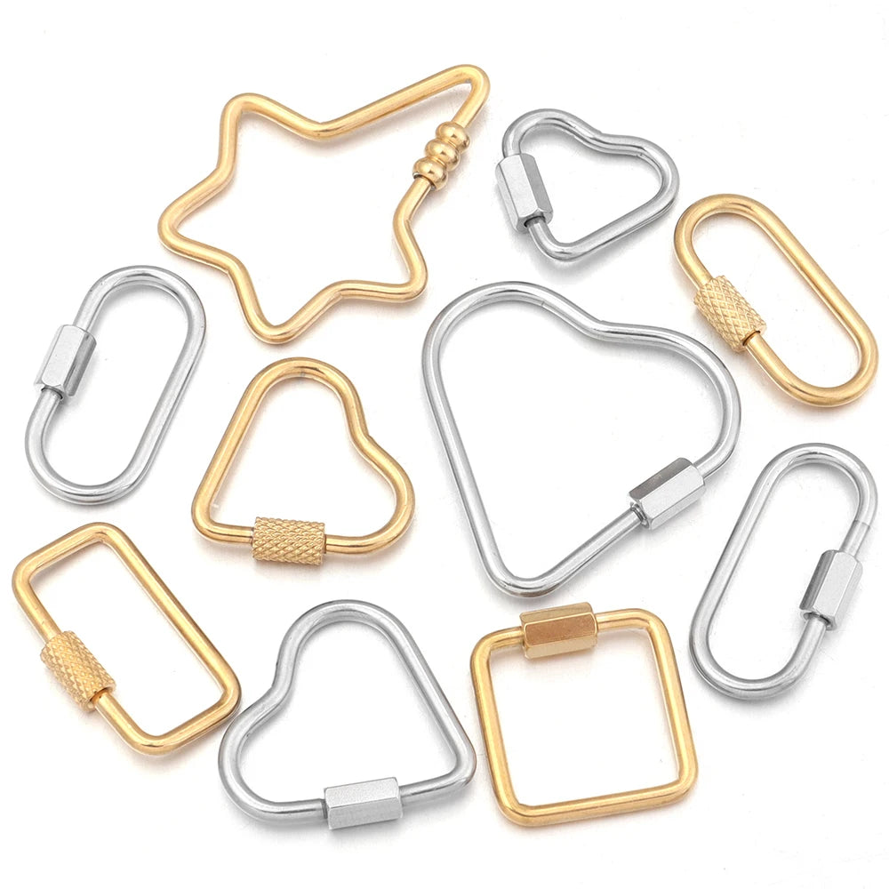 2pcs Stainless Steel Connectors Buckle Geometry For Clasps Hooks Connectors Necklace Bracelet DIY Jewelry Findings Accessories