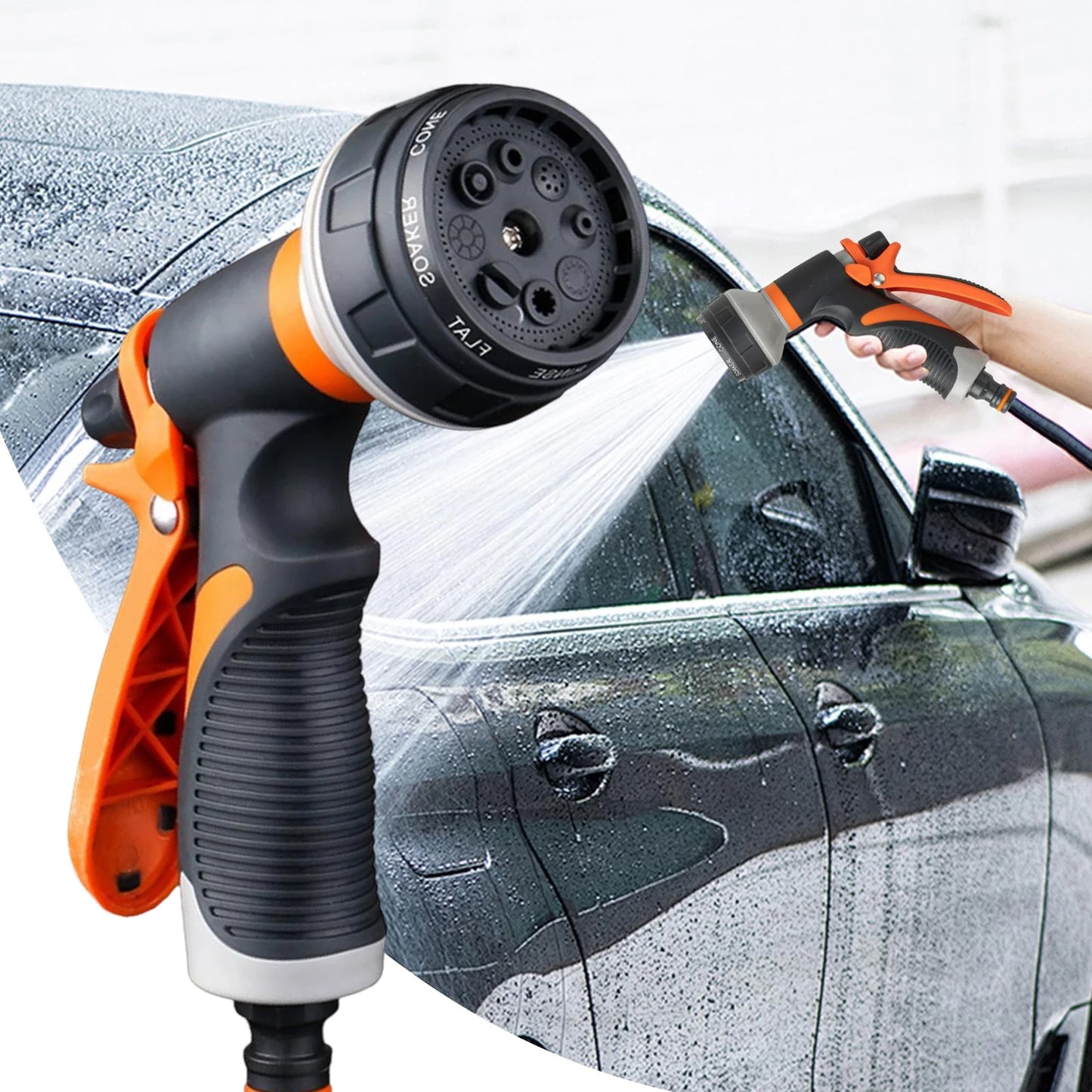 Water Hose Nozzle Water Sprayer Nozzle For Garden Hose High Pressure Irrigation Attachment Head With 8 Adjustable Spray Patterns