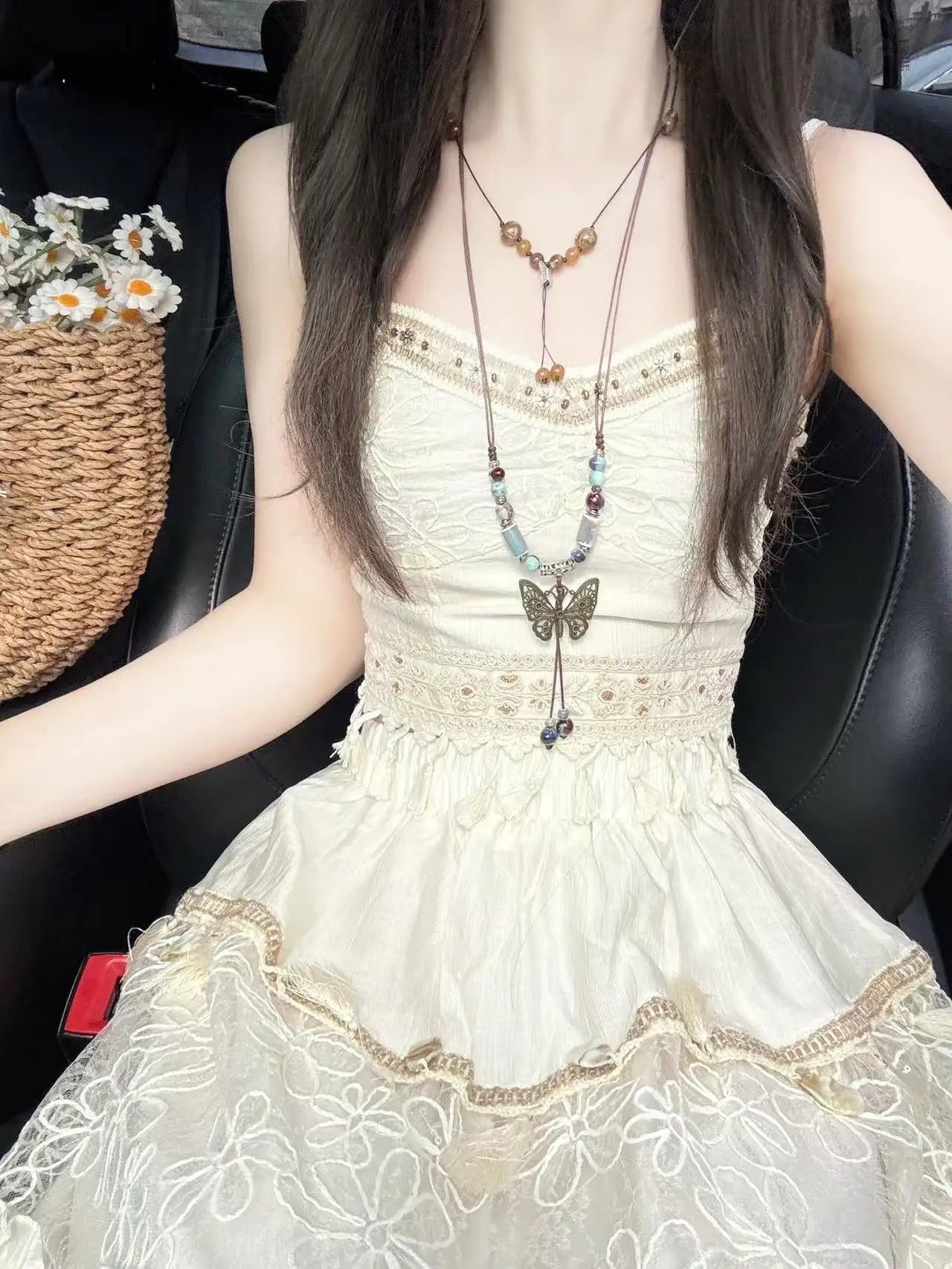 Vintage Ethnic Sleeveless Crop Top + Fringe Hem Skirt 2024 Spring/Summer Women's Hippie Two-Piece Outfit Festival Boho Co-ord
