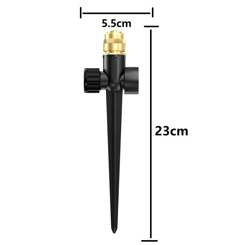 Yieryi 360° Adjustable Garden Sprinkler With Brass Nozzle Metal Spike Lawn Water Sprayer For Irrigation Hose Connector Included