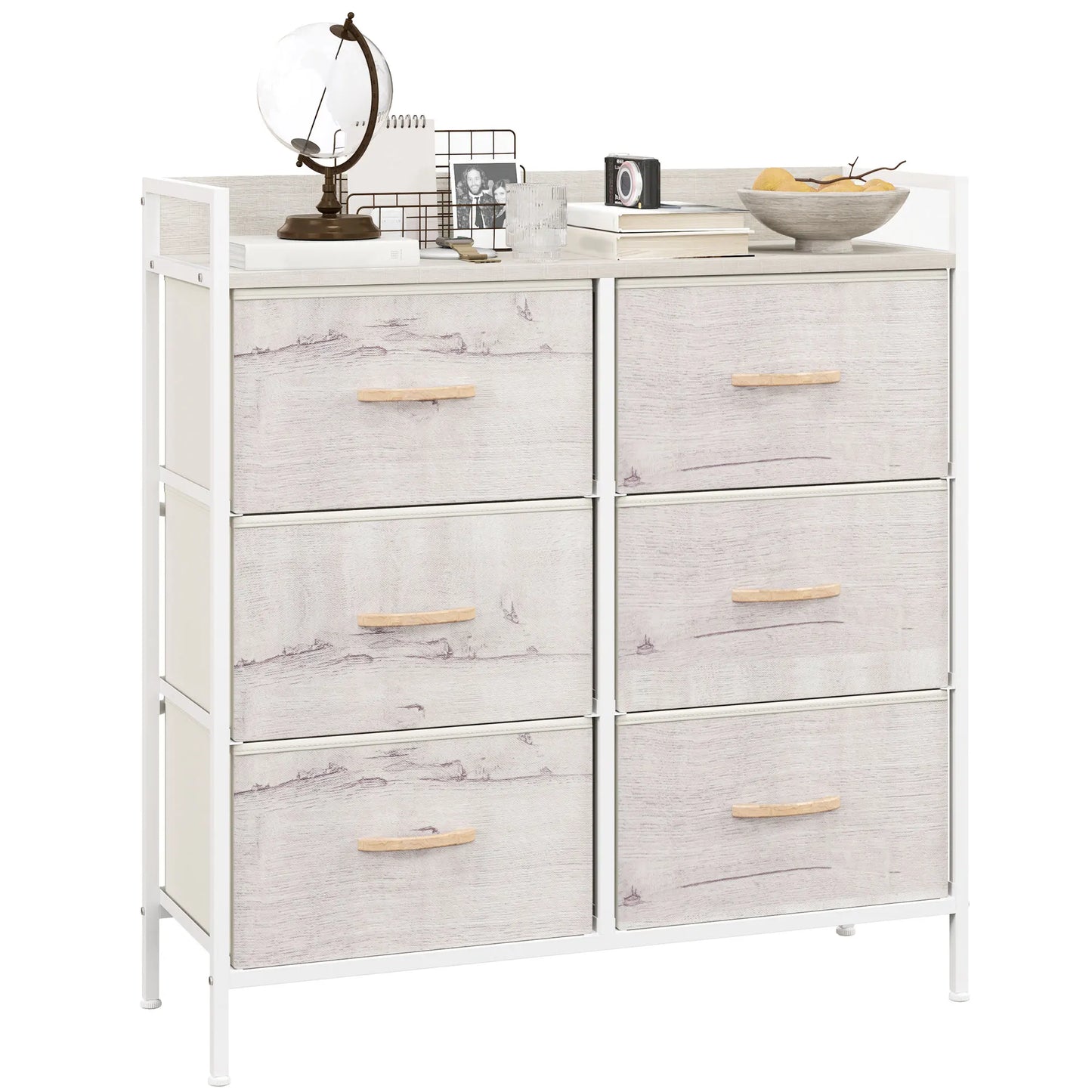 HOMCOM Bedroom Chest of Drawers 6 Drawer Dresser w/ Shelf, Natural