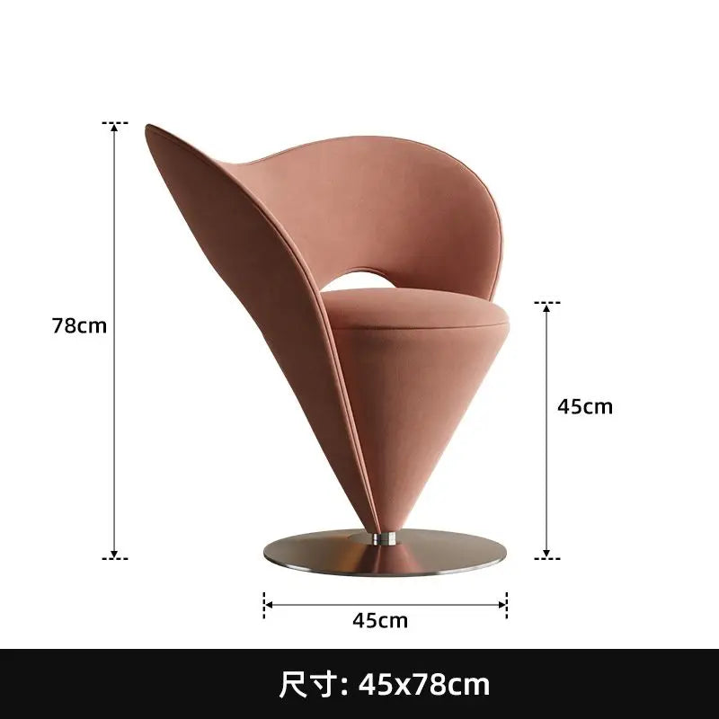 French Style Light Luxury Single Sofa Chair, Designer's Heart-shaped Women's Makeup Stool, Casual Cone-shaped Princess Chair