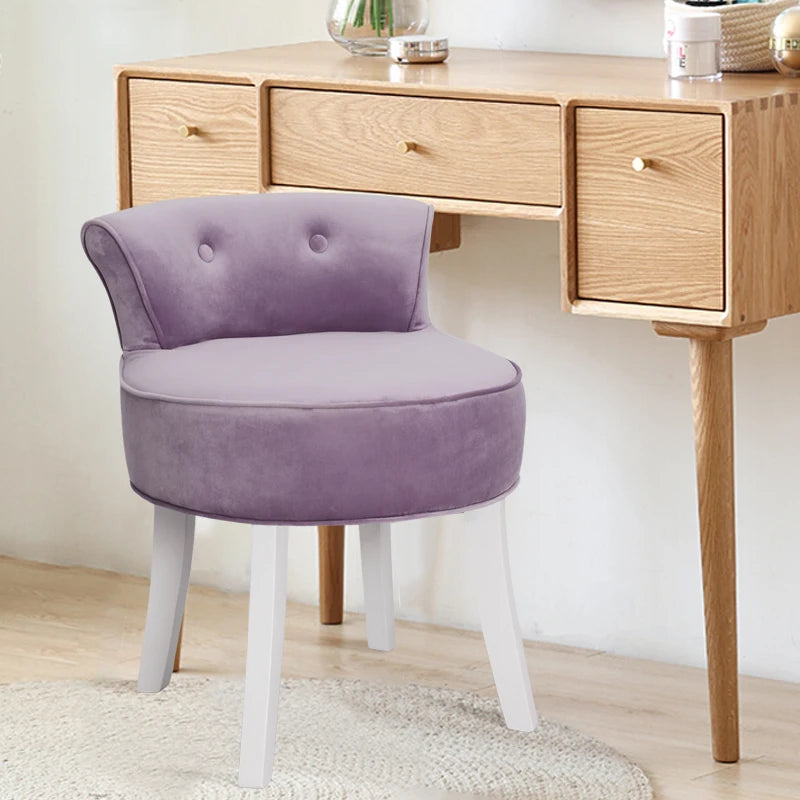 Modern Upholstered Velvet Dressing Table Stool, Low Back Bedroom Chair Makeup Chair Lounge Stool