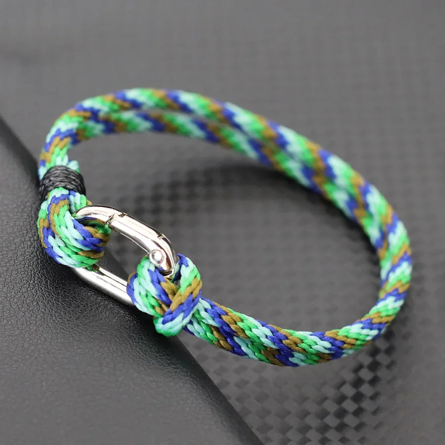 Multicolor Handcrafted Rope Bracelet Men Double Layer Detachable Buckle Ethnic Fabric Braided Wish Braclet Outdoor Camping Joias