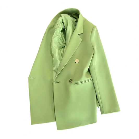 Commuting Style Suit Coat Elegant Lapel Double Breasted Suit Coat for Men Business Outwear with Pockets Solid Color Spring