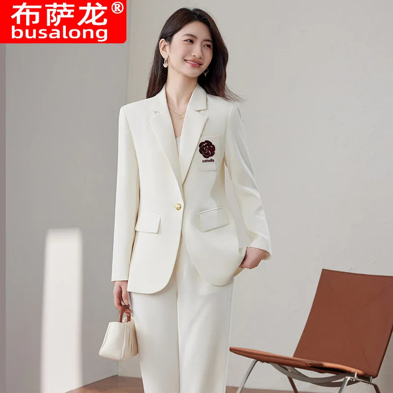 Off-White Blazer for Women with High-End Elegant Socialite Style2025Early Spring New Fashion Casual Business Formal Wear
