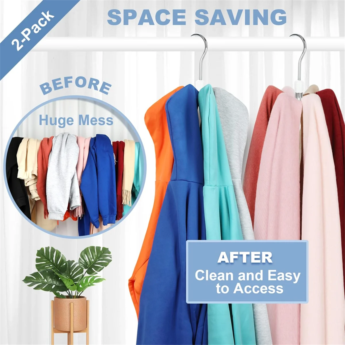 NOCM Hoodie Hangers 2-Pack with 6 Balls, 360°Swivel Purse Hanger, Scarf Hanger, Closet Hooks, Handbag Organizer, Bra Hanger