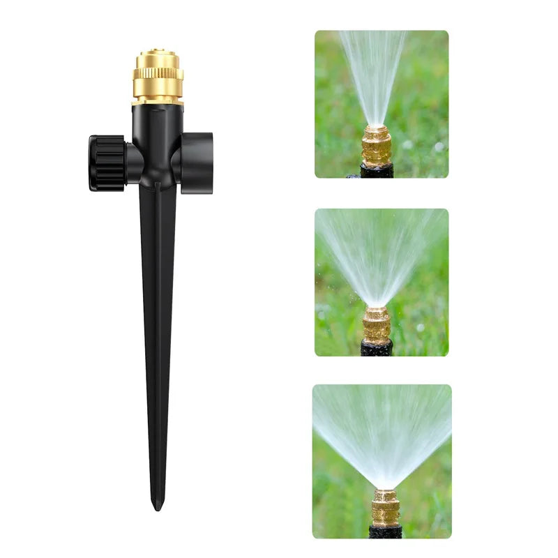 Yieryi 360° Adjustable Garden Sprinkler With Brass Nozzle Metal Spike Lawn Water Sprayer For Irrigation Hose Connector Included