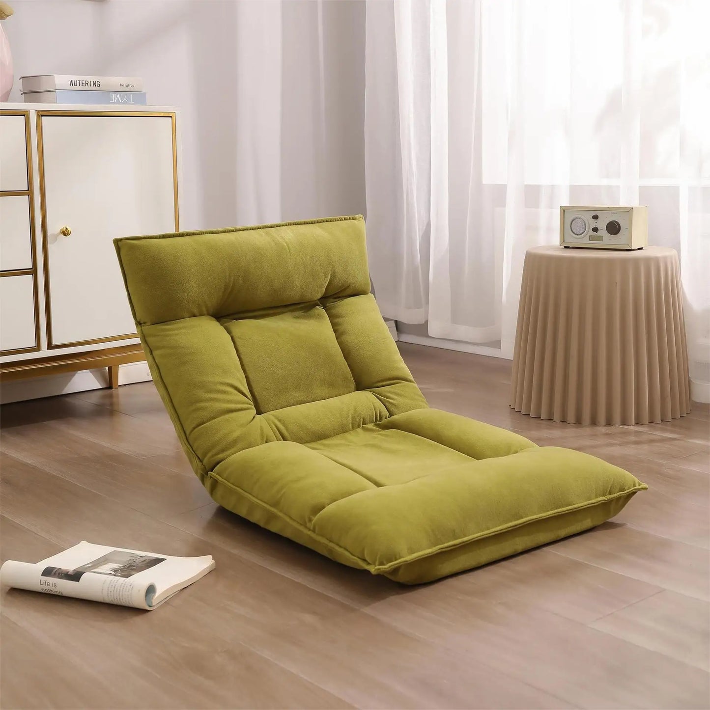 UVR Folding Lazy Sofa Living Room Leisure Backrest Stool Single Tatami Adjustable Balcony Window Reading Chair Furniture