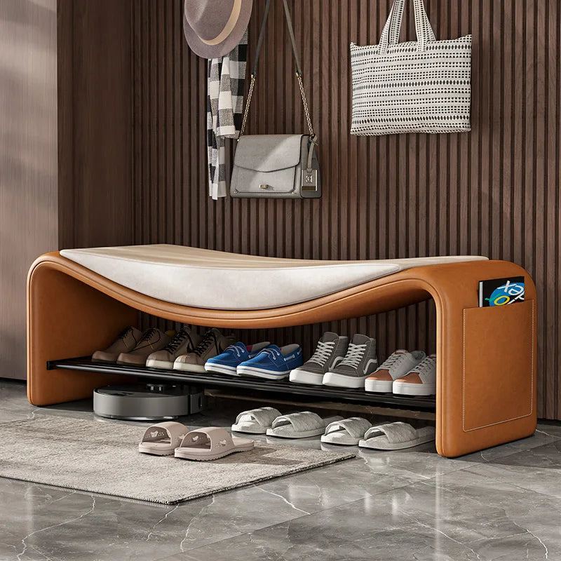Italian light luxury high-end sense simple home change shoe stool cabinet entrance long stool seated shoe rack stool