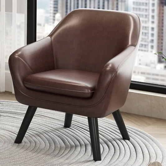 Modern Single Sofa Chair with Armrests and Solid Wooden Legs, Ideal for Living Room, Bedroom, Relaxation and Home Decor