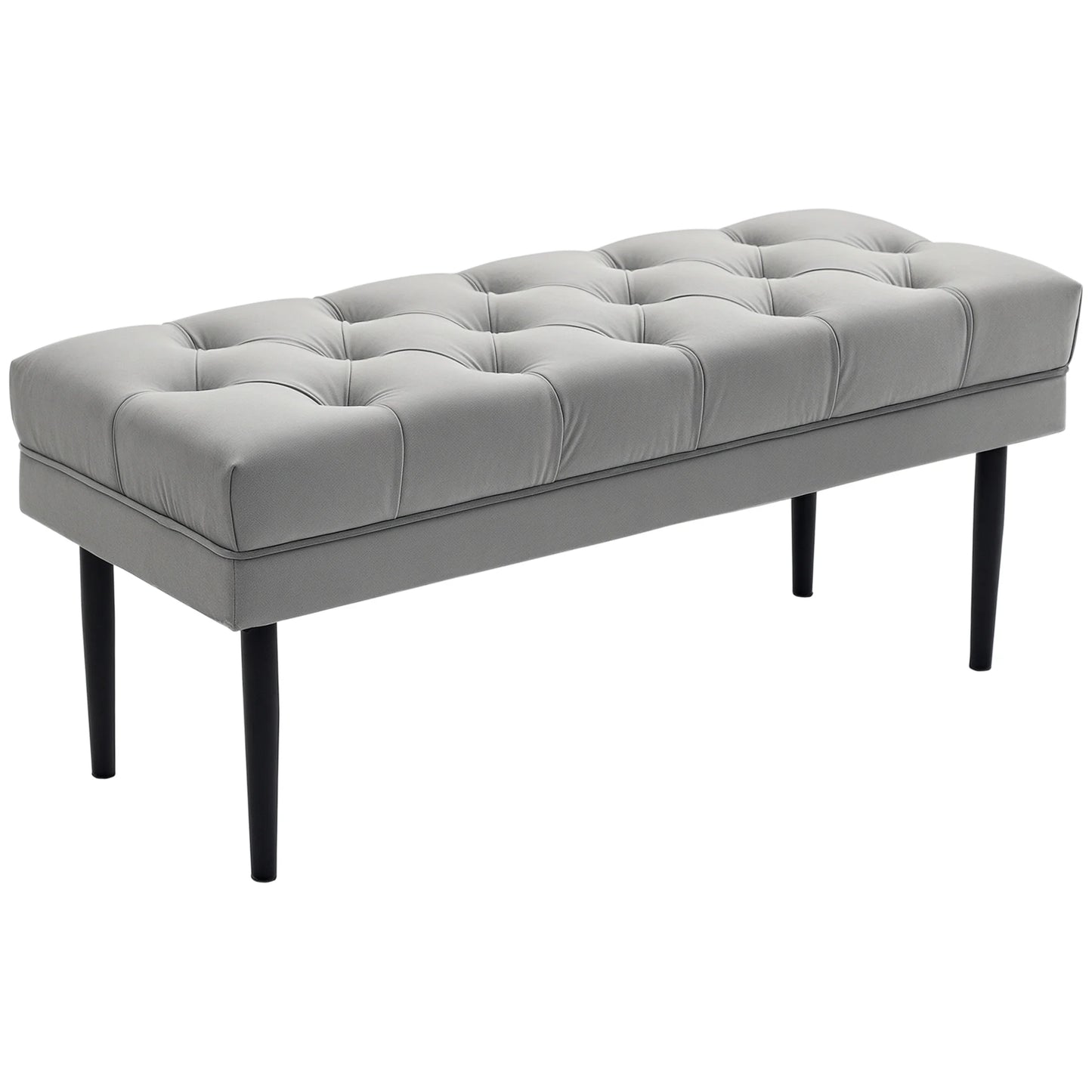HOMCOM Bed End Bench Button Tufted Upholstered Window Seat for Living Room Grey