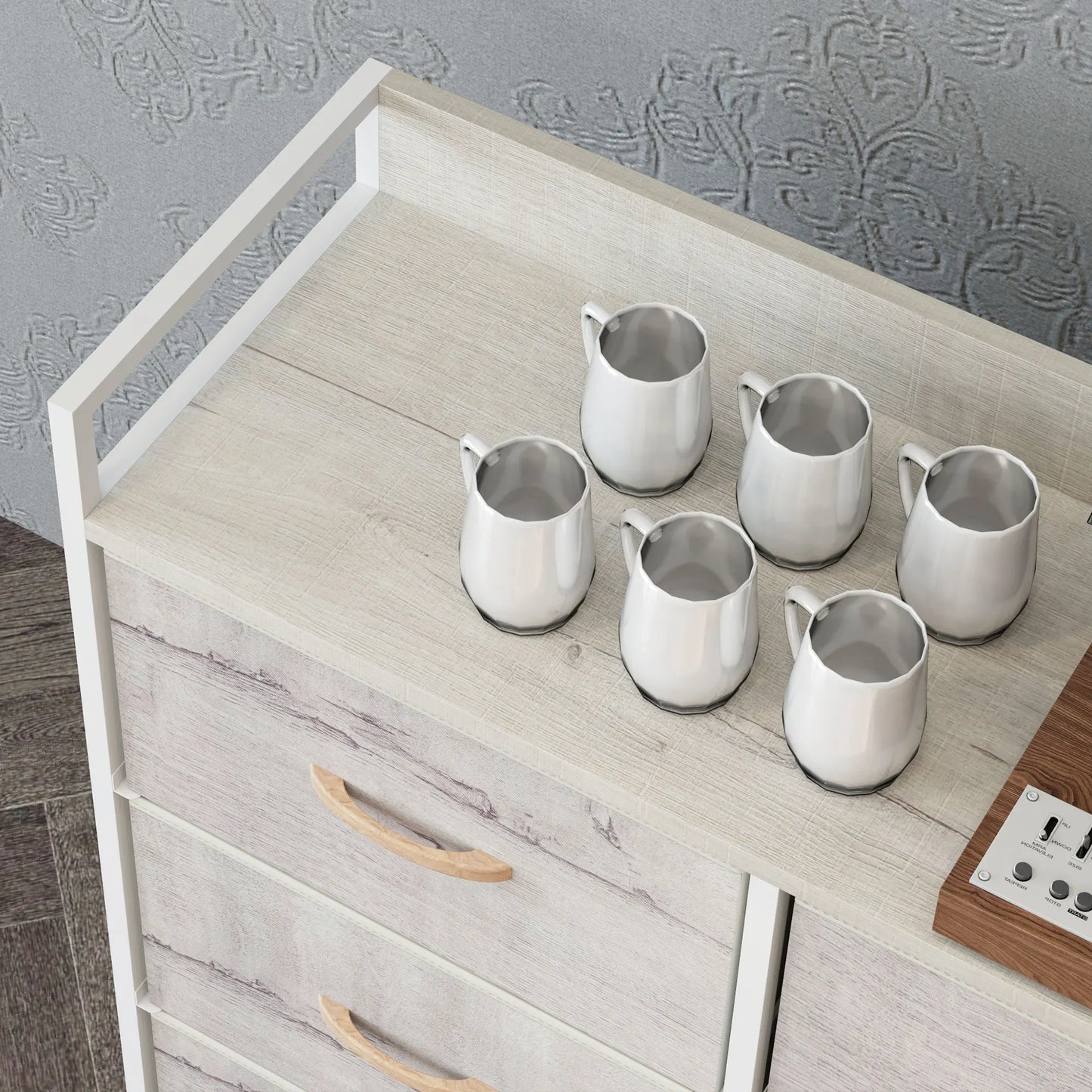 HOMCOM Bedroom Chest of Drawers 6 Drawer Dresser w/ Shelf, Natural