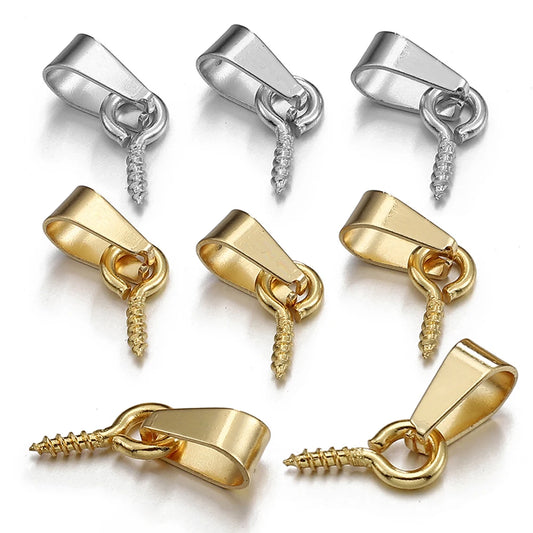 20pcs Stainless Steel Screw Eye Pins Bail Top Drilled Beads End Pendant Connectors for Jewelry Making DIY