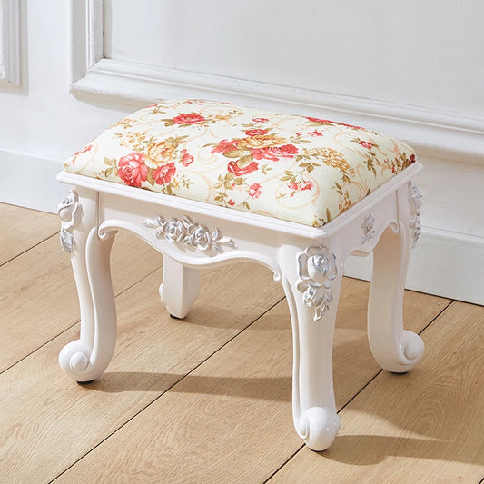European style low stool modern bedroom stool off-white Hallway ottoman vanity chair makeup Footrest Interior home furniture
