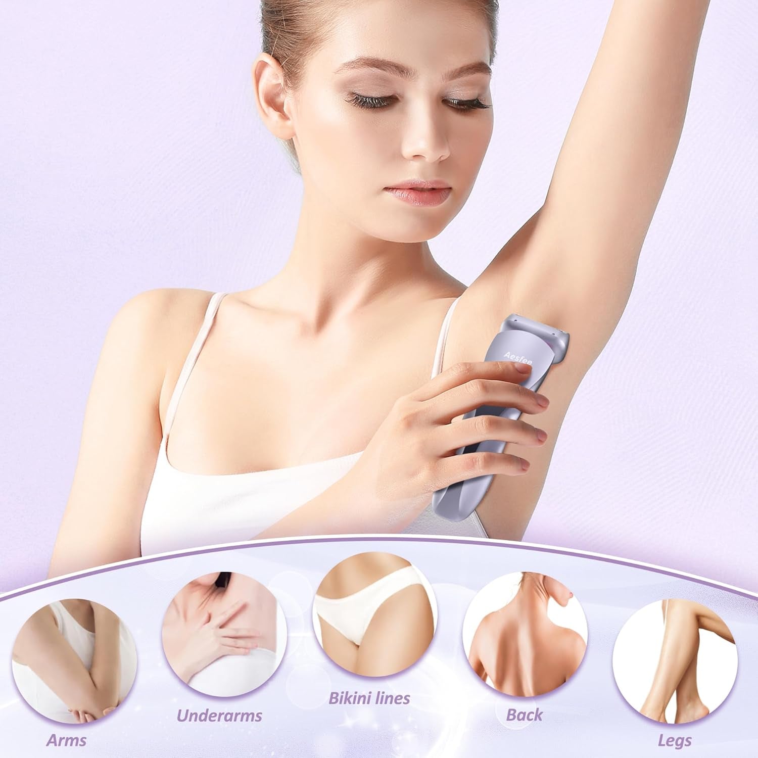 Electric Shaver for Women Legs - Electric Razors for Women Pubic Hair Underarm Arm Bikini Private Area, Portable Painless Lady Body Hair Trimmer Waterproof Wet or Dry, USB Rechargeable (Purple)