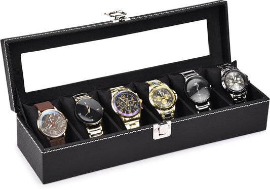 Watch organizer holder Case for 6 Watches (Black)
