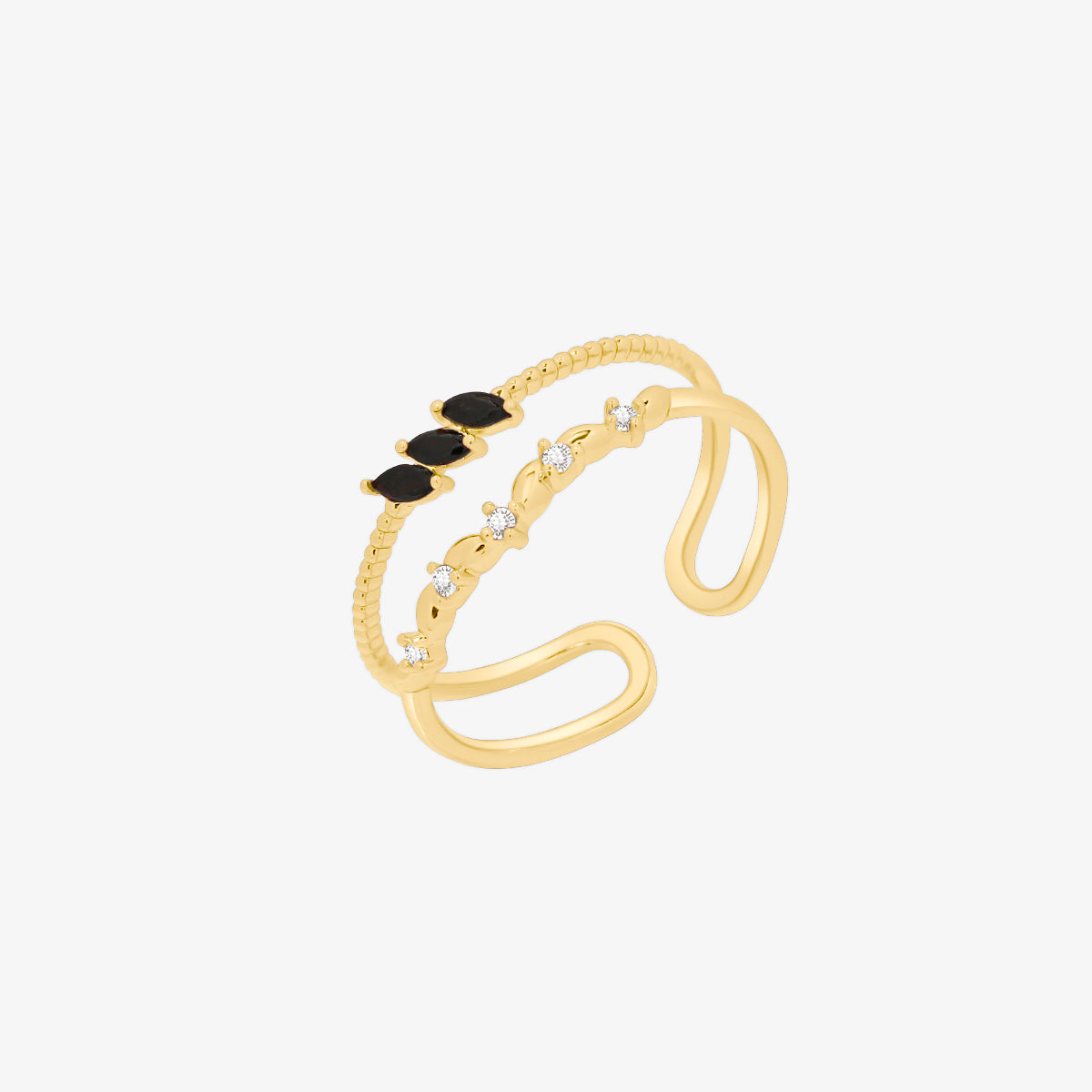Black cubic layered ring-0