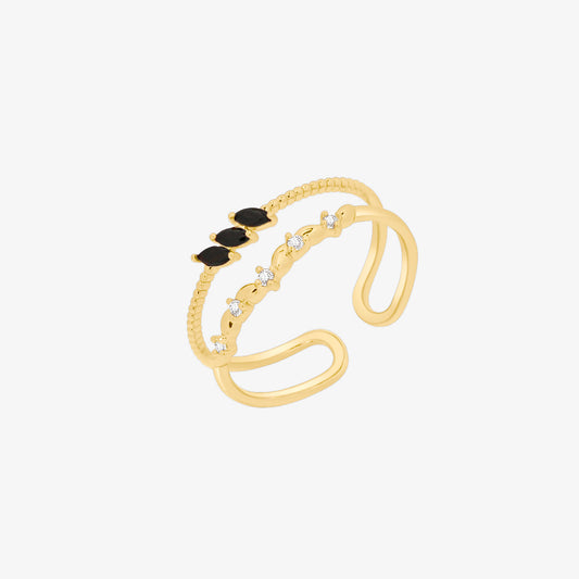 Black cubic layered ring-0